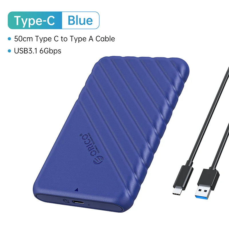 2.5-Inch SATA to USB 3.0 and Type-C External HDD Enclosure — Fits 7-9.5mm SSD/HDD, Up to 6TB, 5Gbps/6Gbps