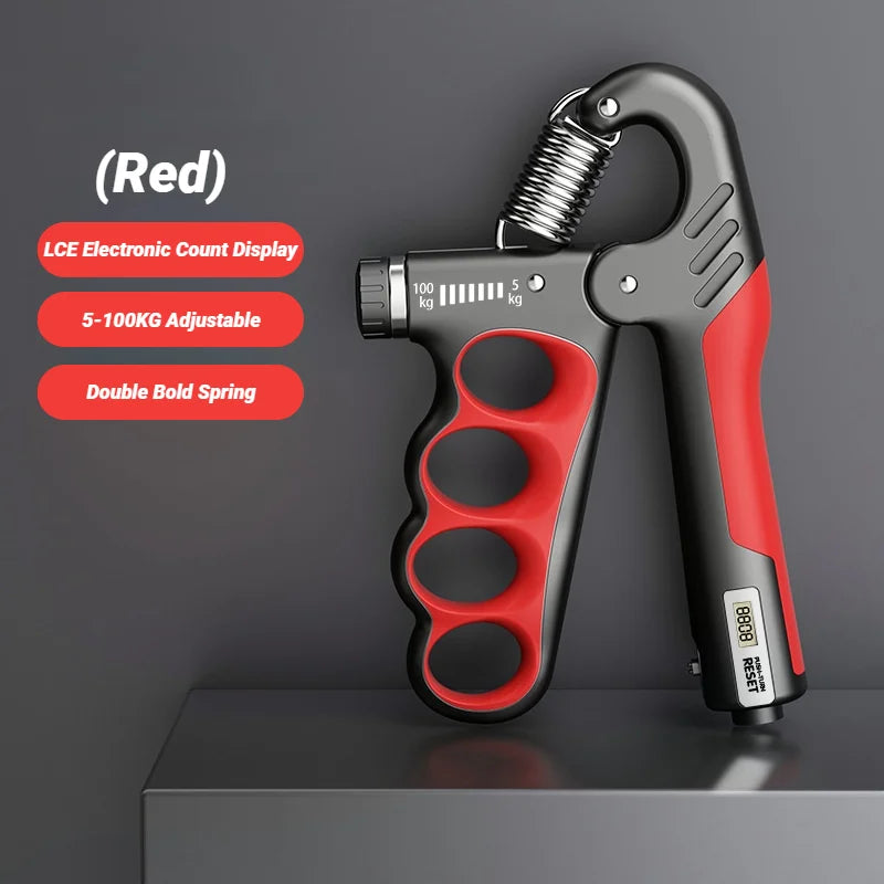 Adjustable 5-100kg Electronic Counting Hand Grip Strengthener for Wrist & Hand Rehab