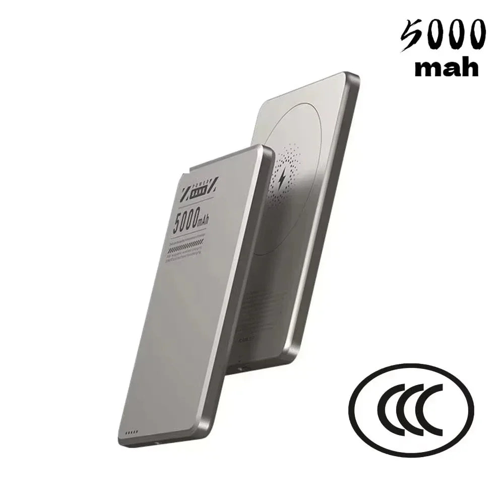 5000mAh Qi2 Wireless Power Bank Ultra Slim Magnetic Back-Clip Fast Charge Portable Battery for Smartphones