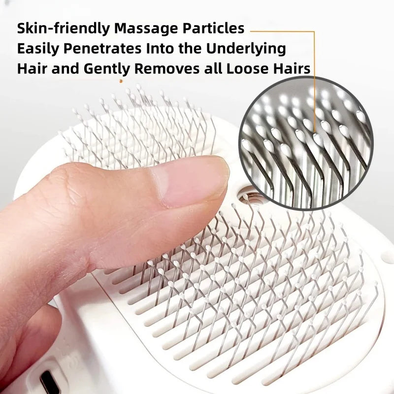 3-in-1 Pet Grooming Brush with Steam Spray - Electric Dog & Cat Hair Remover, Massage Detangler, USB Rechargeable