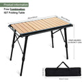 Folding Removable IGT Wood Top Camping Table – Lightweight Aluminum Alloy BBQ Grill Outdoor Picnic & Fishing Table