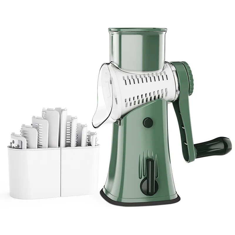 5-in-1 Rotary Cheese Grater Mandoline Shredder Vegetable Julienne Slicer Waffle Cutter Nut Chopper