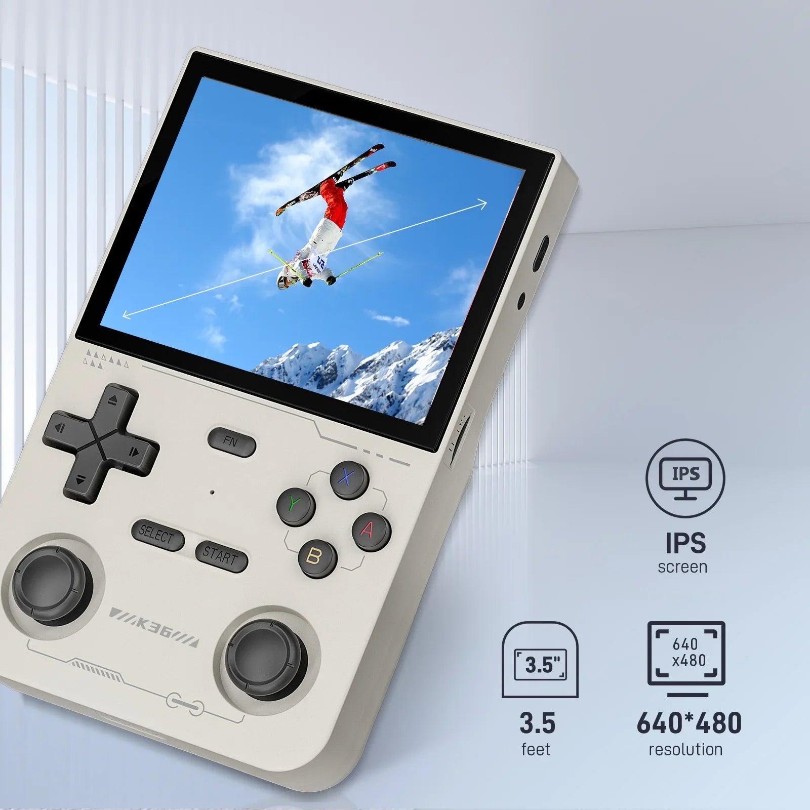 Retro Handheld Emulator Console, 16,000+ Classic Games, 3.5" IPS 500 nit (640x480), RK3326 CPU, 3500mAh, Type-C, 64GB