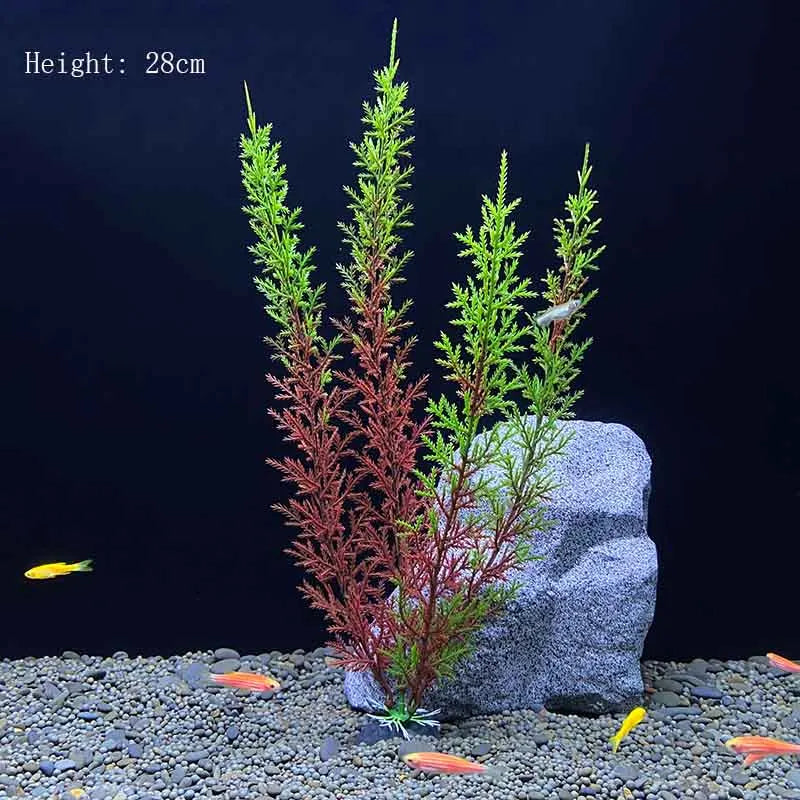 Artificial Aquarium Plants – Plastic Underwater Green Shrubs with Resin Base, Fish Tank Decoration