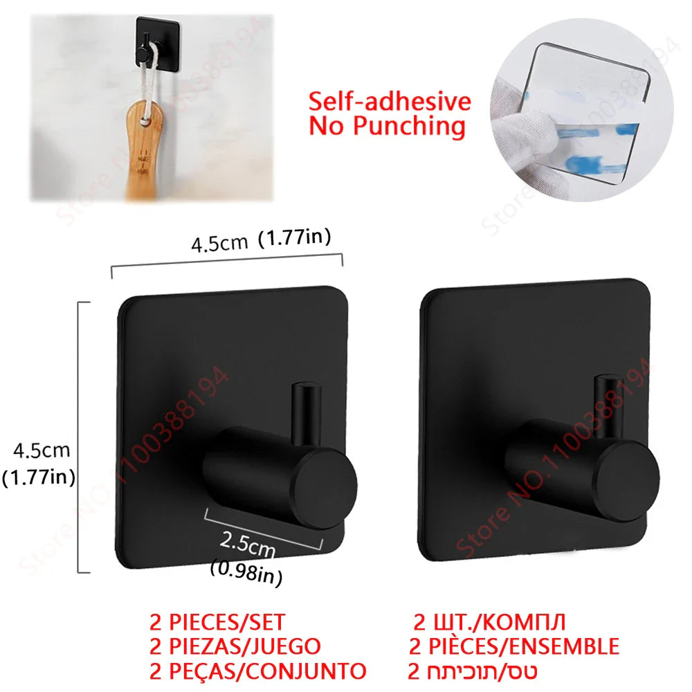 Self-Adhesive Stainless Steel Toilet Paper Holder — No-Drill Wall Mount Tissue & Towel Dispenser (Holds up to 30 cm / 11.8 in)