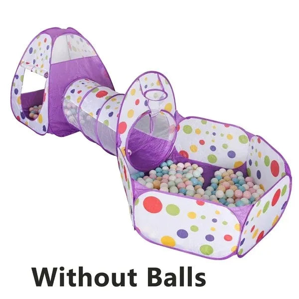 3-in-1 Kids Play Tent & Ball Pit with Crawl Tunnel — Portable Foldable Playpen for Ages 3–6
