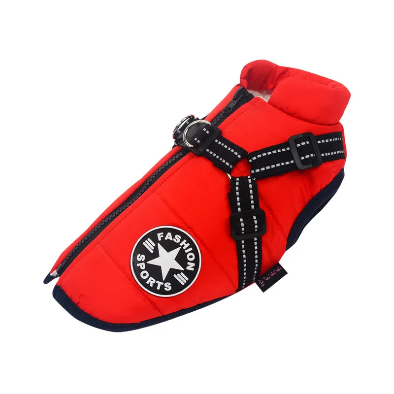 Waterproof Winter Dog Jacket with Built-In Harness, Fleece-Lined & Reflective – Warm Coat for Small to Large Breeds