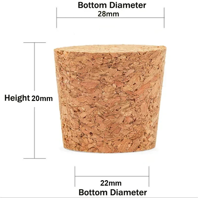 Wooden Conical Cork Stoppers - 5/10/20/50 Pack for Wine Bottles, Crafts & DIY