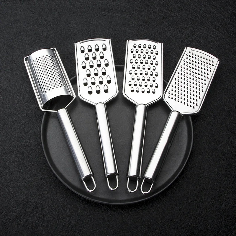 Stainless Steel 4-in-1 Cheese & Vegetable Grater — Handheld Ginger Slicer, Potato and Lemon Zester