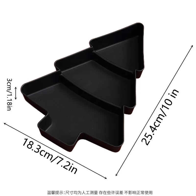 Christmas Tree Snack Plate - Food-Grade Plastic Candy, Nuts & Dry Fruit Tray (26 x 18.5 cm / 10.2 x 7.3 in)