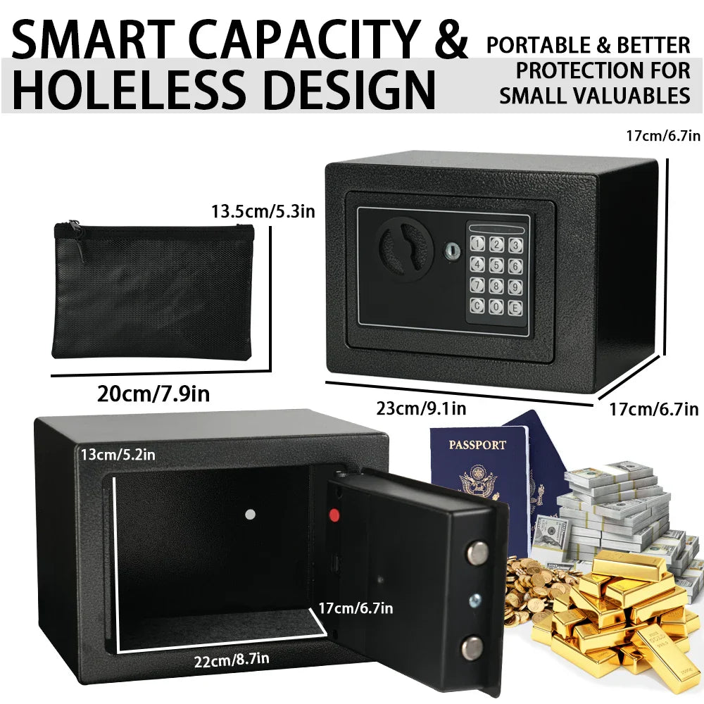 Fireproof Home Safe with Digital Keypad, Sensor Light & Adjustable Shelf — Security Safe with Fireproof Money Bag