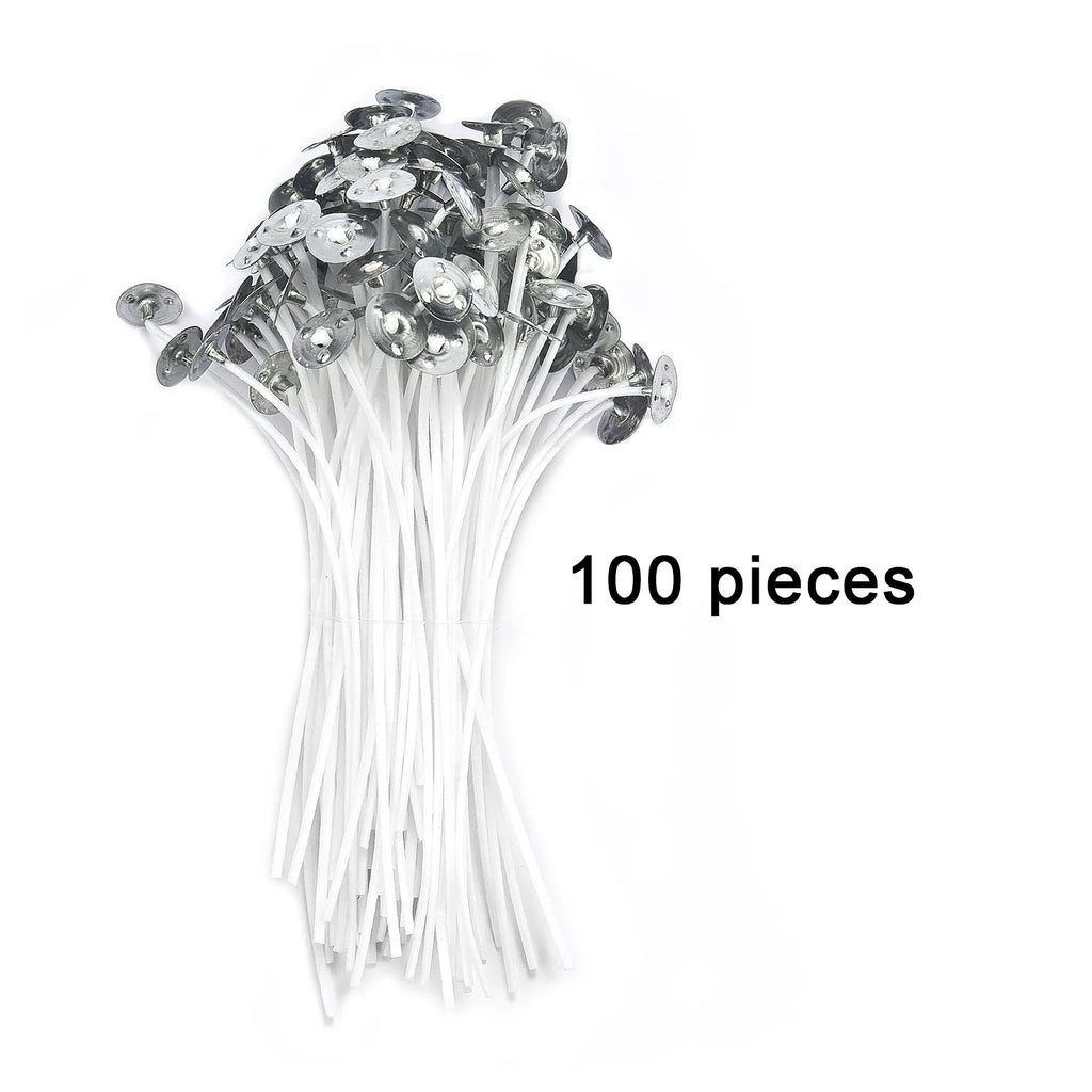 Pre-Waxed Pure Cotton Candle Wicks — 50/100 Pack, Smokeless DIY Candle Wicks, Multiple Lengths 2.6–20 cm (1.0–7.9 in)