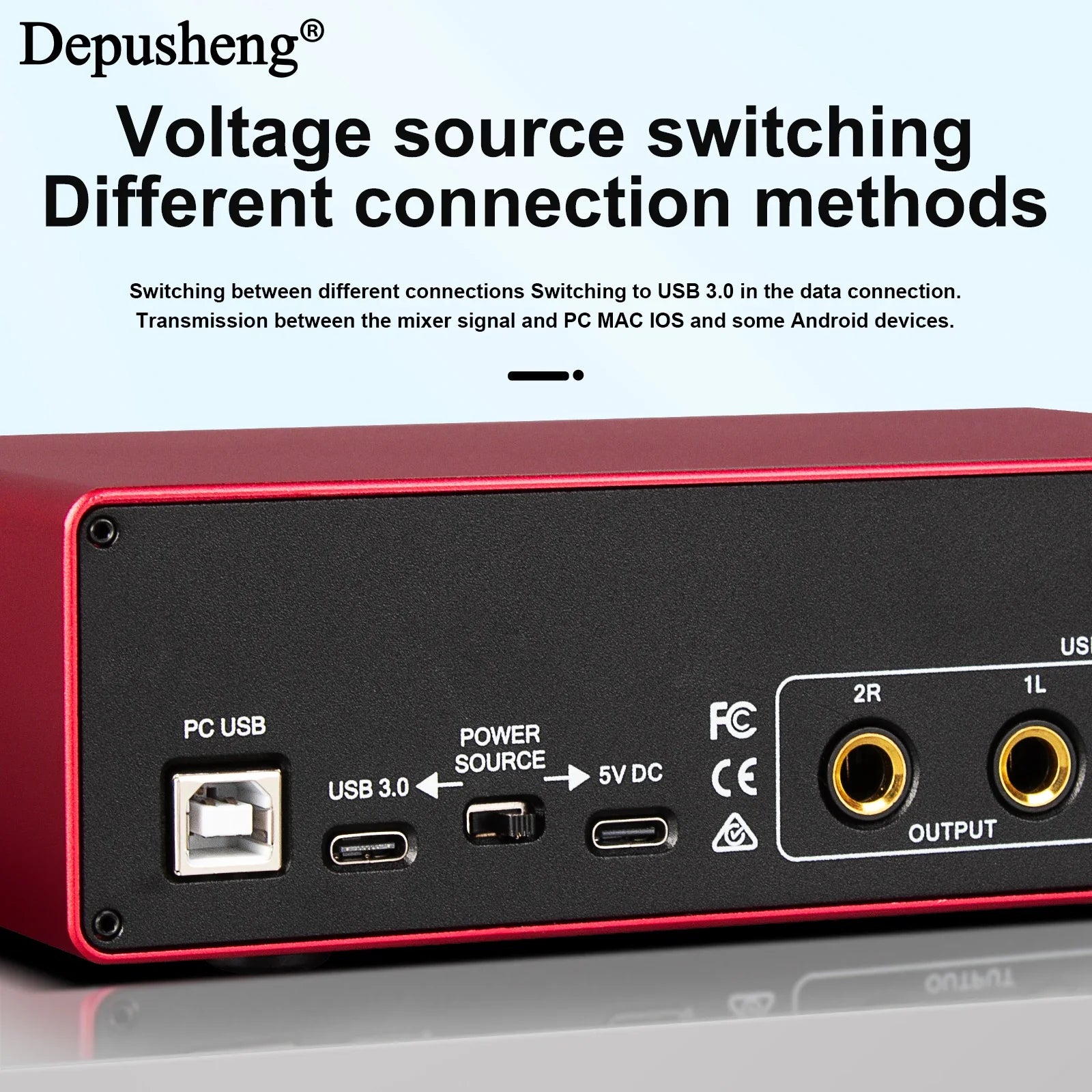2-Channel USB Audio Interface with 48V Phantom Power for Live Streaming, Studio Recording & Podcasts