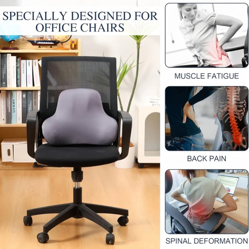 Memory Foam Lumbar Support Pillow for Car, Office and Gaming Chairs - Postpartum Waist Pain Relief Back Cushion