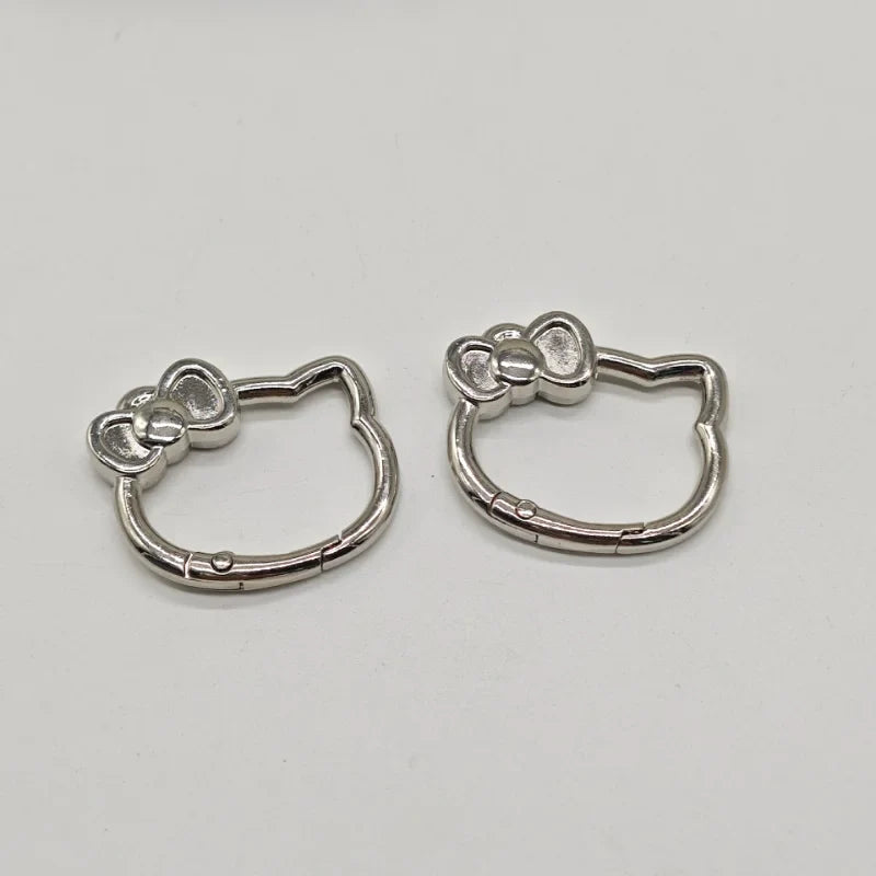 Kawaii Anime Cat Metal Carabiner Keyring Clip Open Spring Clasp Keychain Bag Charm DIY Pendant