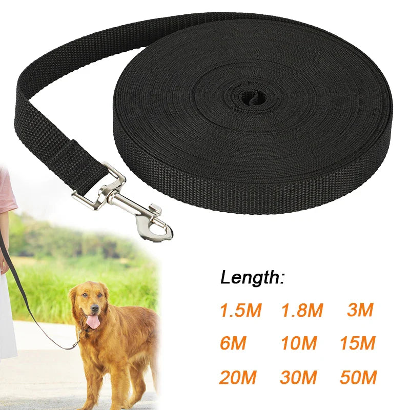Long Nylon Dog Leash for Dogs & Cats – Strong Training Lead, Multiple Lengths 1.5m–50m (4.9–164 ft) for Walking, Hiking & Travel