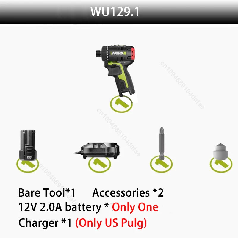 12V Cordless Brushless Screwdriver – Dual Speed 0–500/1800 RPM, 40 N·m (29.5 ft·lb) Torque, 1/4" Hex Chuck, 2.0Ah Battery Kit