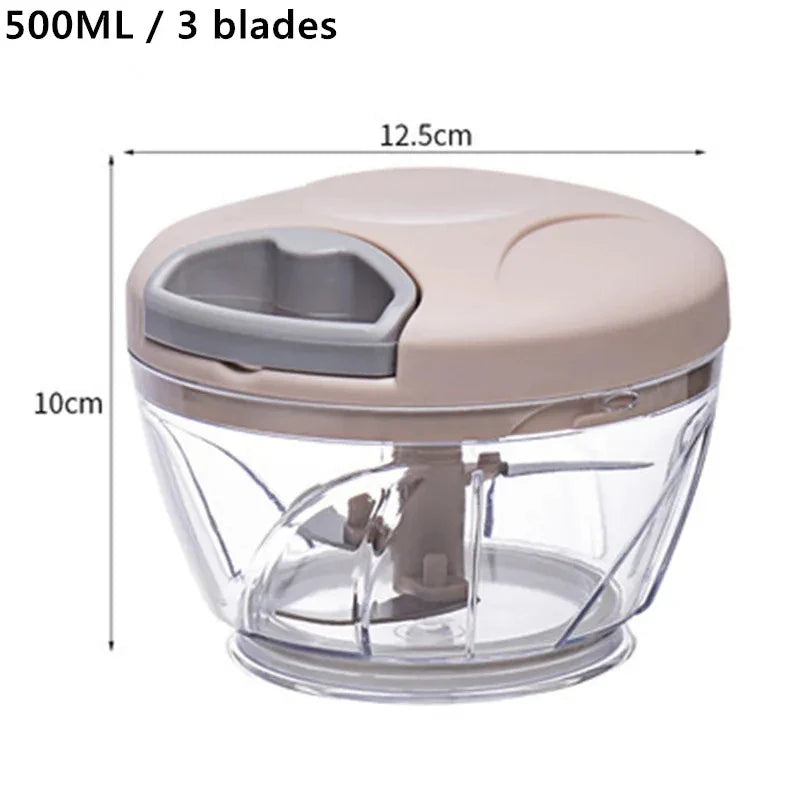Manual Food Chopper 500ml (17 fl oz) / 900ml (30.4 fl oz) Hand-Pull Garlic Press & Meat Mincer — Vegetable Grinder Onion Cutter