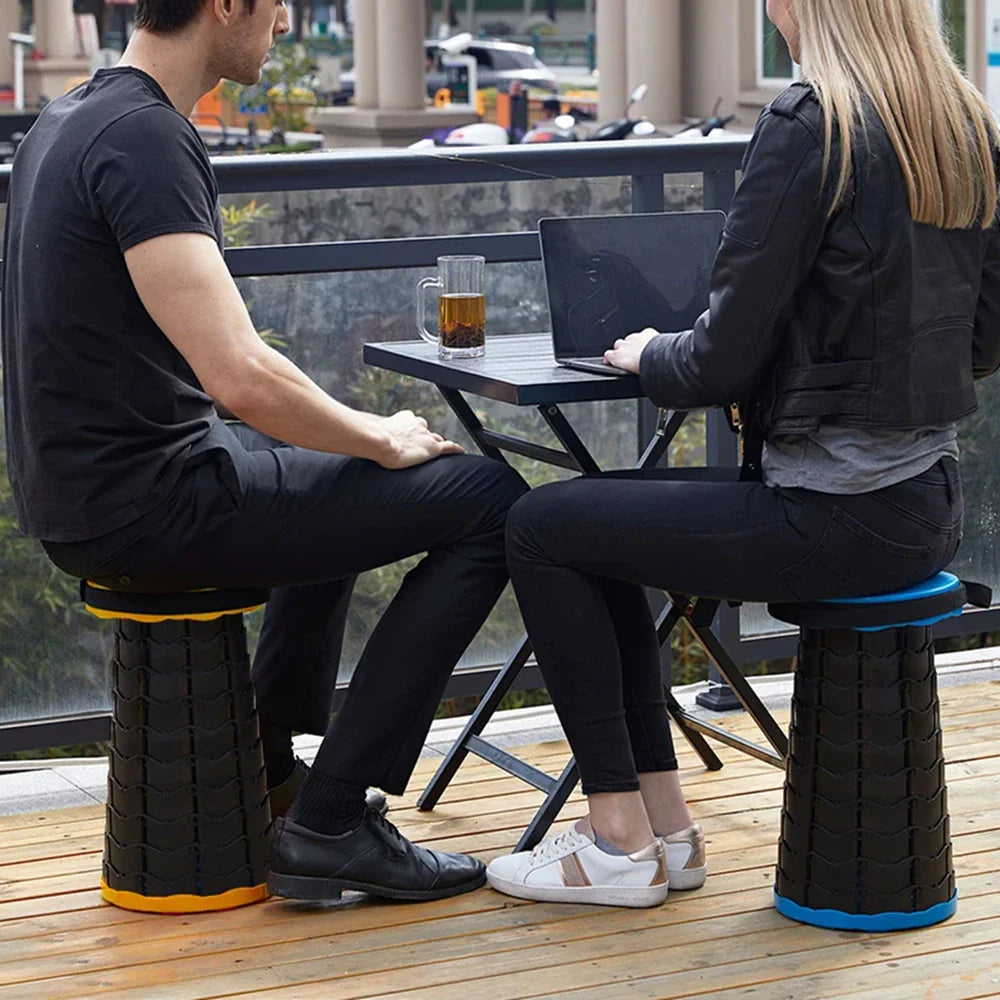 Portable Telescopic Folding Stool, Lightweight Plastic Camping & Fishing Seat, Queue Chair
