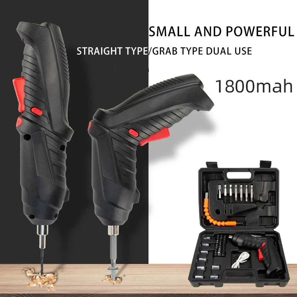 47-Piece Rechargeable Cordless Electric Screwdriver Set with Lithium Battery – Mini Drill for Home DIY & Household Maintenance