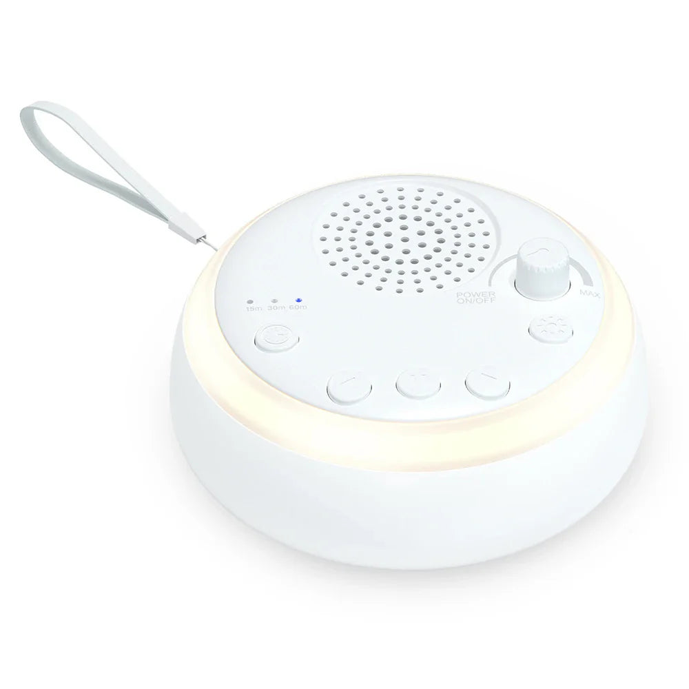 White Noise Machine for Baby — Mini Sleep Sound Machine with Night Light, 16 Soothing Sounds, 15/30/60min Timer, USB-C Rechargeable