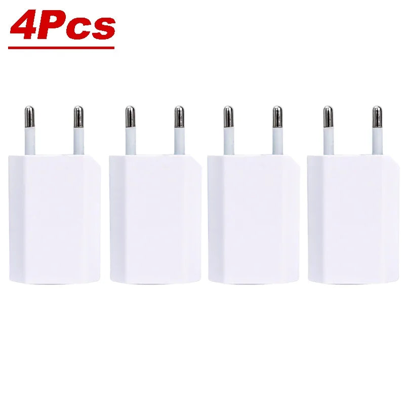 EU Plug USB Wall Charger 5V 1A Travel Adapter, Universal Smartphone USB Charger, 1-5 Pack