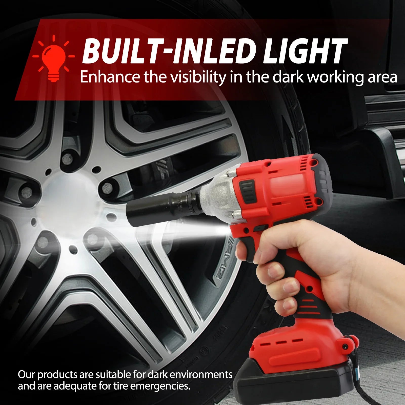 1000 N·m (740 ft-lbs) Cordless Brushless Impact Wrench 20V 1500mAh 1/2 in (12.7 mm) Drive Kit with Fast Charger