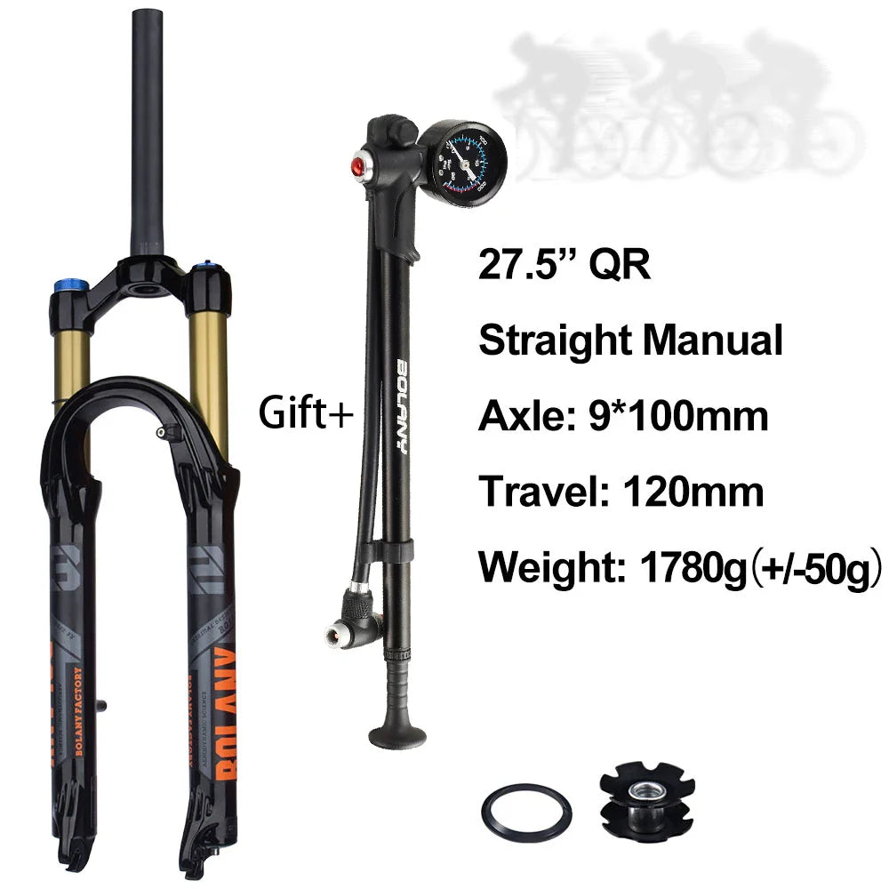 120mm (4.7in) Travel Mountain Bike Air Fork 27.5/29 in, 32mm (1.26in) Stanchion Magnesium Alloy Suspension - Orange