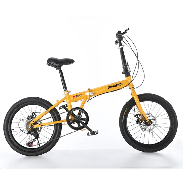 Adult 20-Inch (500mm) Foldable Bike – Portable Folding Bicycle with Front & Rear Disc Brakes, Multi-Speed Commuter Bike