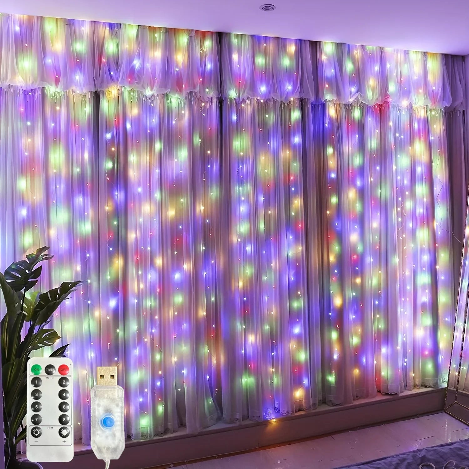 USB LED Curtain Fairy Lights for Windows & Bedroom – Christmas Holiday String Lights (100–600 LEDs)