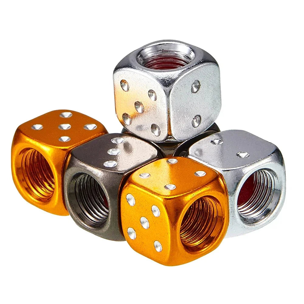 2/8-Pack Aluminum Dice Tire Valve Caps, Universal Wheel Stem Air Valve Covers for Car Truck Motorcycle Bike