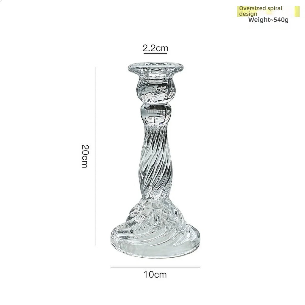 Clear Glass Pillar Candle Holder Table Candlestick for Dining Room Decor