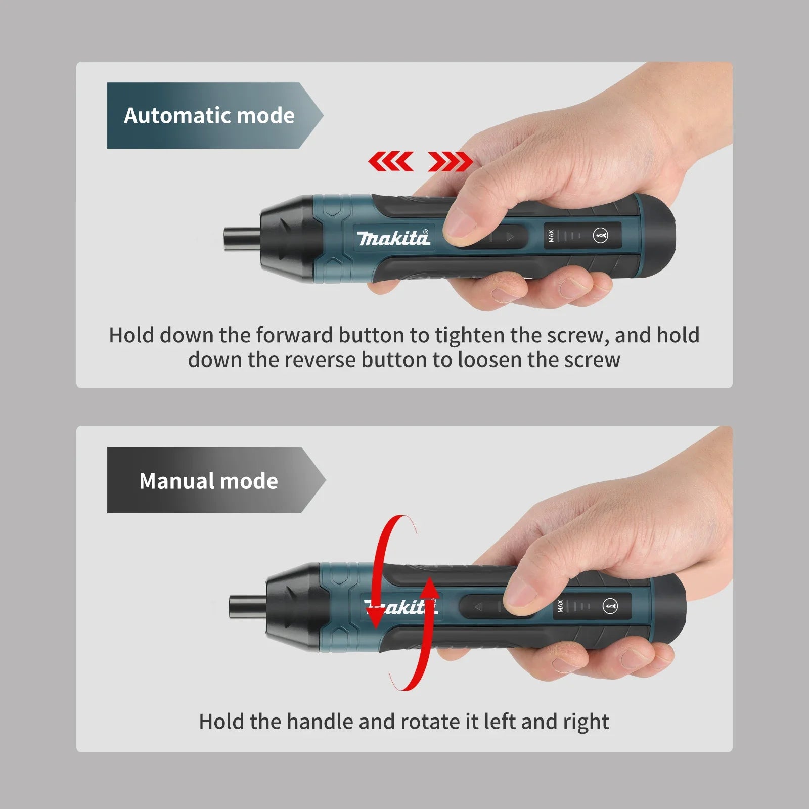 Cordless Electric Screwdriver 3.6V, 5 N·m Torque, 1/4" (6.35 mm) Hex Chuck, 1300mAh Li‑ion Battery