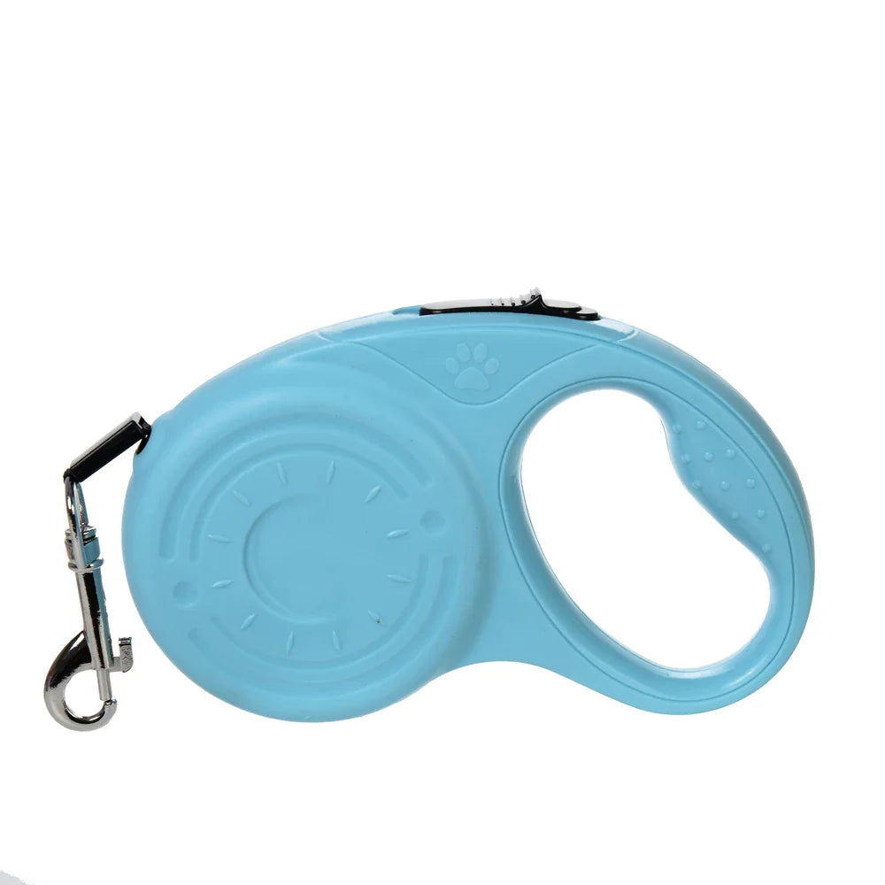 Retractable Dog Leash 3m/5m (9.8ft/16.4ft) Nylon Rope with Quick-Release ABS Case and Paw Print Keychain