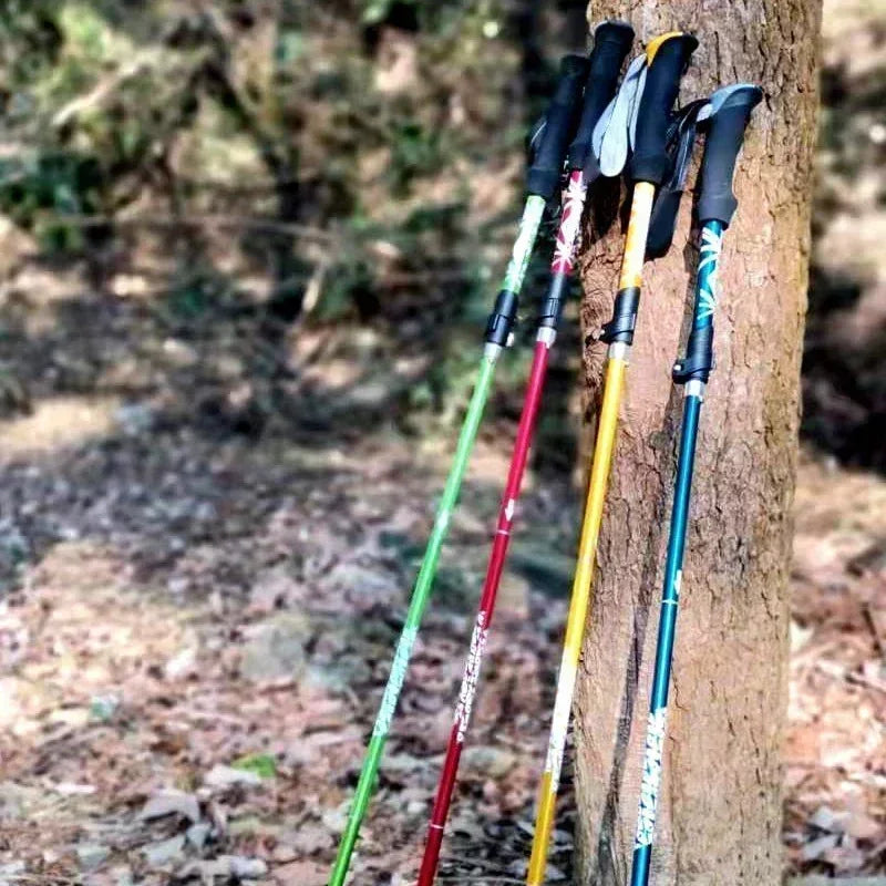 3-Section Adjustable Aluminum Trekking Poles with EVA Grip & Carbon-Tungsten Tips, 32–125 cm (12.6–49.2 in)