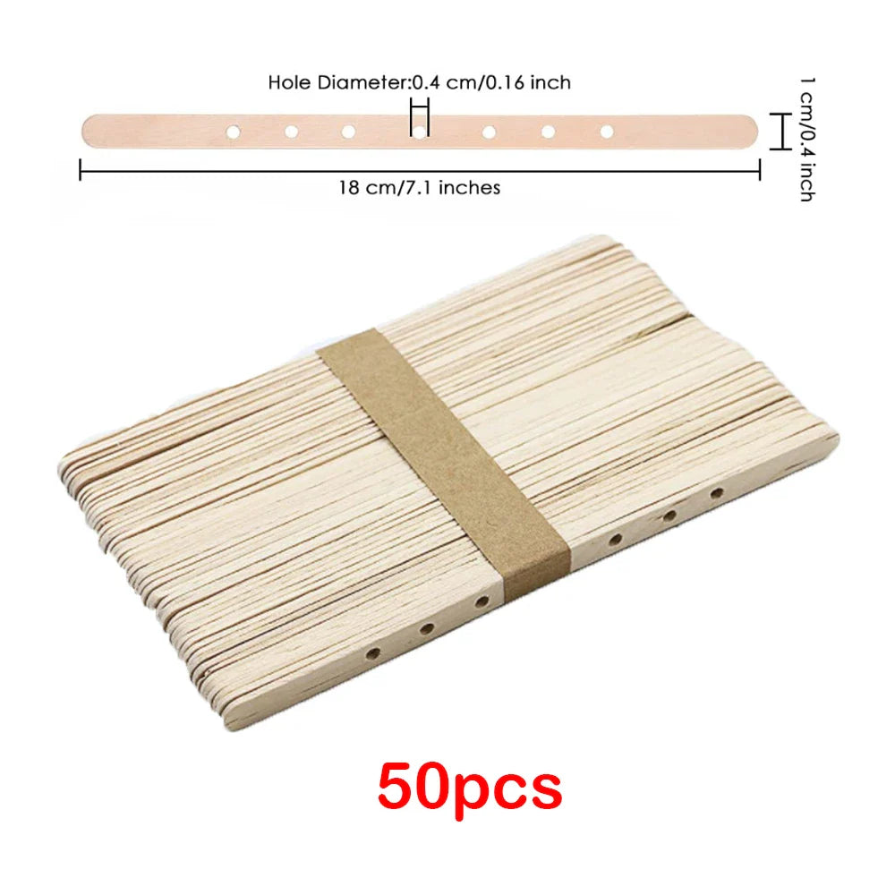 Pure Cotton Candle Wicks 100-Pack with Metal Wick Brackets & Silicone Punch Awl DIY Candle Making Kit