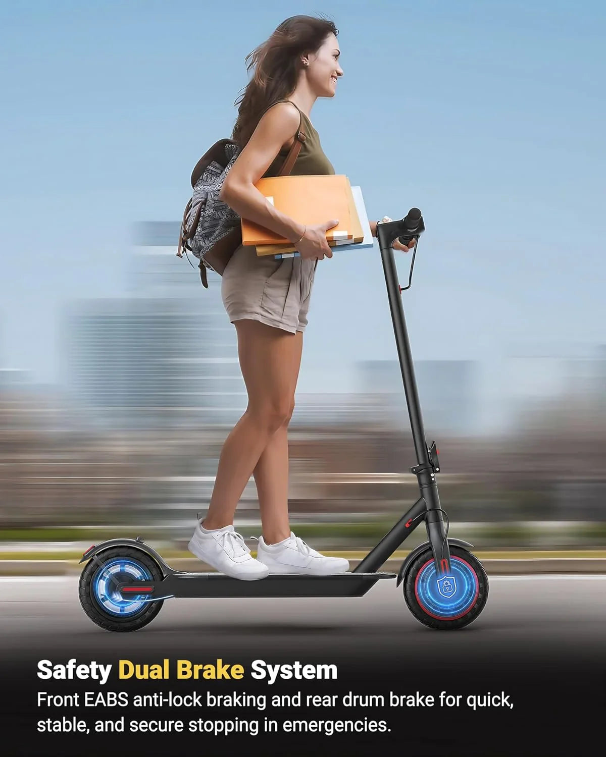 Folding Electric Scooter 350W Brushless Motor — 19 MPH (30 km/h) Smart APP Control, 8.5-inch Honeycomb Tires, 25–37 mi (40–60 km) Range for Adults