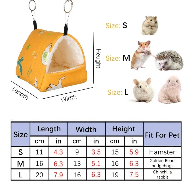 Cute Printed Hanging Pet Bed - Mini Nest for Birds, Hamsters, Guinea Pigs, Rabbits & Squirrels