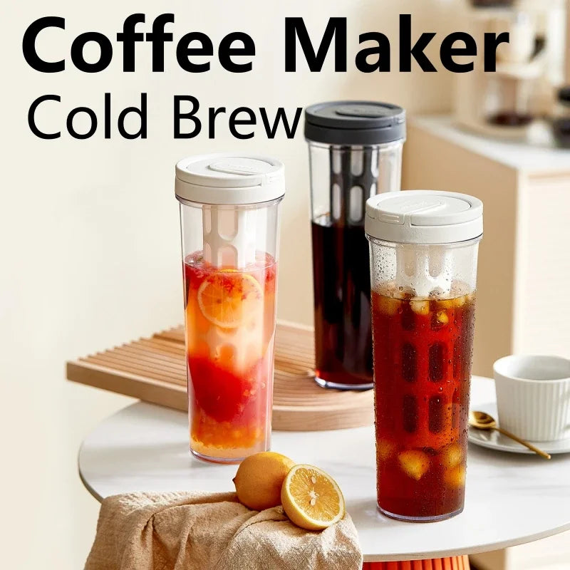 1L (33.8 fl oz) Manual Cold Brew Coffee Maker Bottle with Handle - Portable Tea & Fruit Infuser