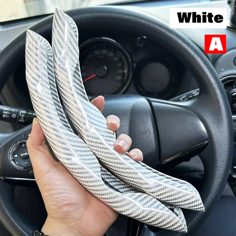 2-Pack Carbon Fiber Silicone Steering Wheel Covers 38 cm (15 in) Anti-Slip Universal Car Interior