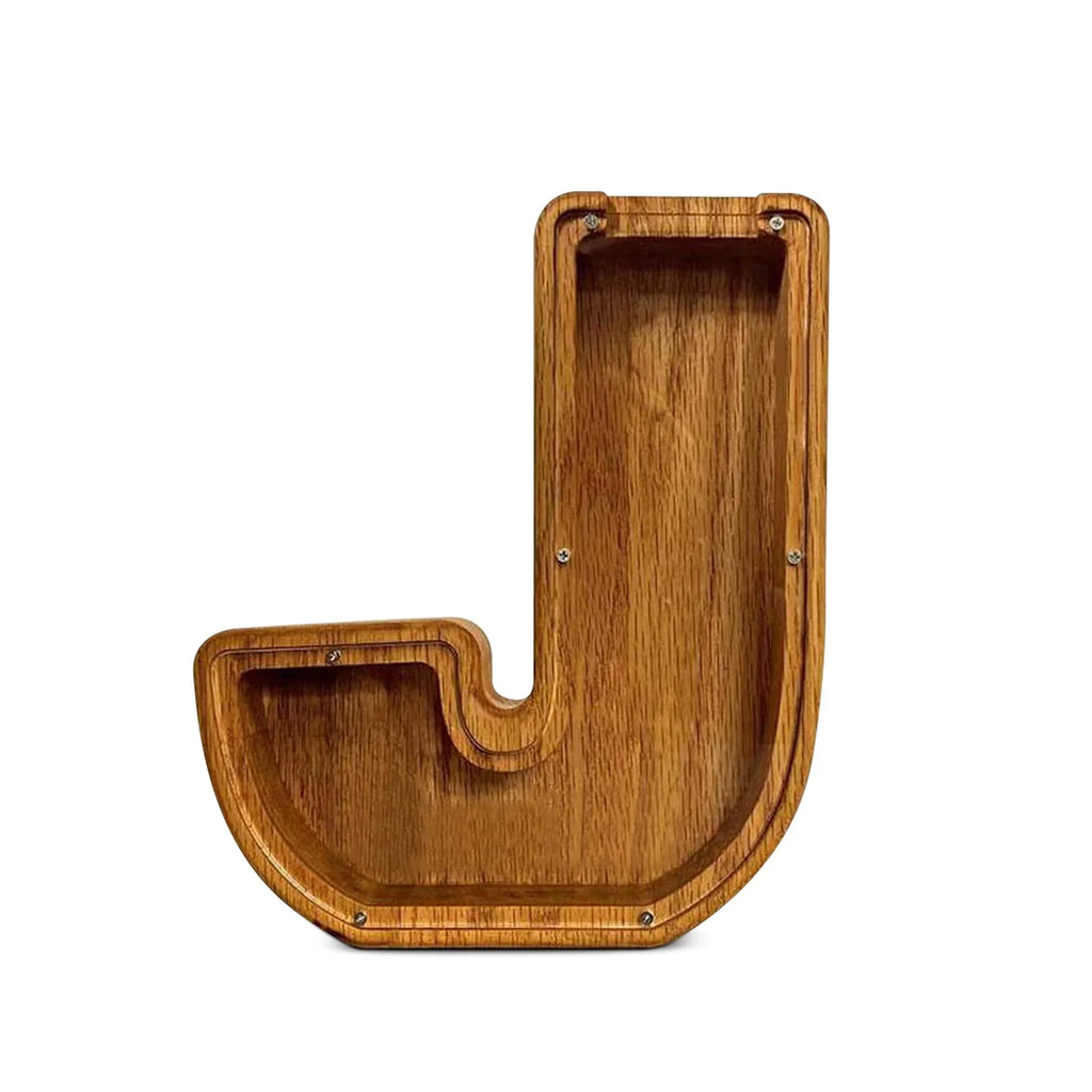 26-Letter Wooden Piggy Bank Alphabet Moneybox Coin Saving Box for Kids Desktop Home Decor