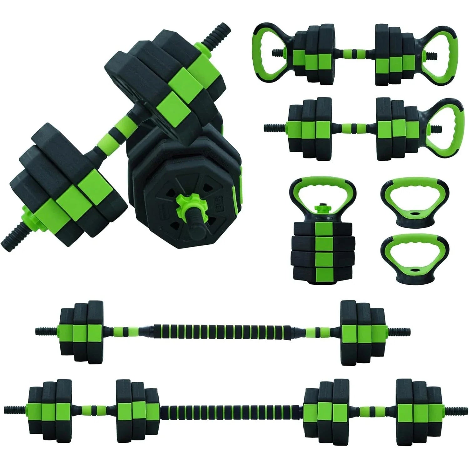 Adjustable 4‑in‑1 Dumbbell & Kettlebell Set 66/88 lb (30/40 kg) — Converts to Barbell & Push‑Up Handles for Home Gym