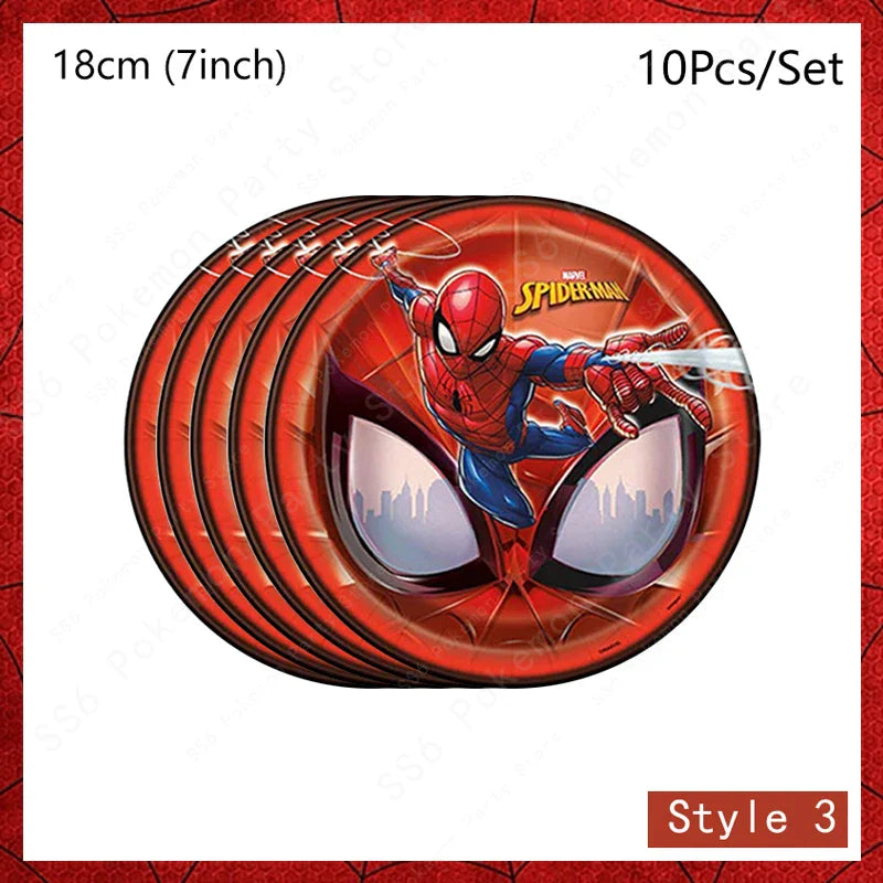 Spiderman Kids Birthday Party Supplies - Disposable Tableware Set with Plates, Cups, Napkins & Favor Bags