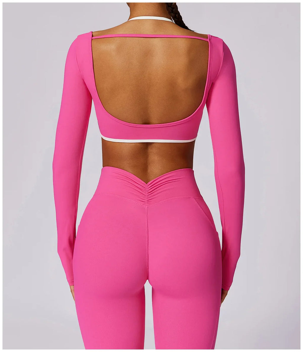 2-Piece Activewear Set – Long Sleeve Crop Top & Leggings
