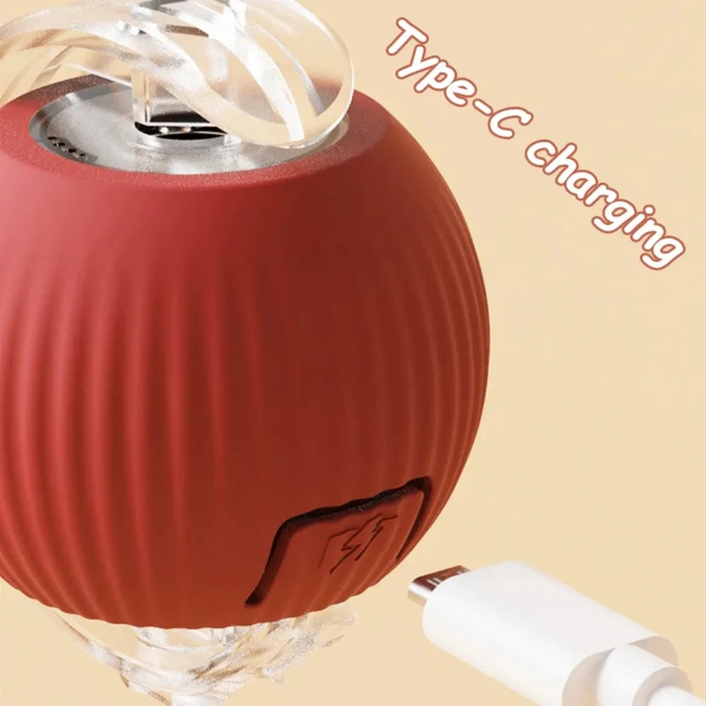 Interactive Rechargeable Rolling Cat Ball with Faux Tail – Automatic Smart Pet Toy for Cats & Small Dogs
