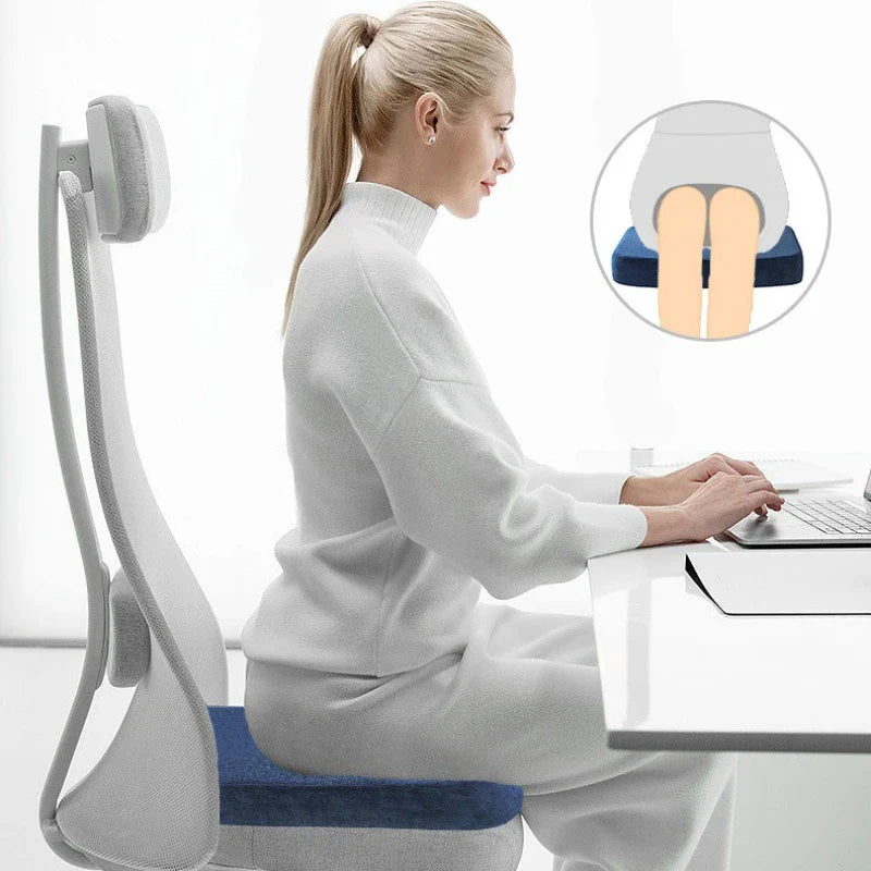 Ergonomic Memory Foam Seat Cushion for Office Chair - Hemorrhoid Relief & Long-Sitting Comfort