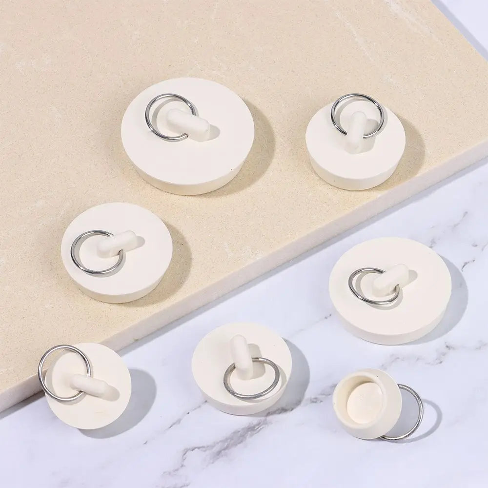 Universal Rubber Sink & Bathtub Drain Stopper Plug — Leakproof Floor Drain Strainer, White