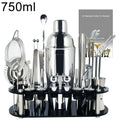 13-22 Piece Cocktail Shaker Bar Set – Stainless Steel Bartender Kit with 750ml/600ml Shaker, Jiggers, Strainer, Pourers & Acrylic Rack