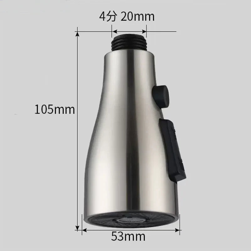 Universal Kitchen Faucet Spray Head 3-Mode Pull-Out Replacement ABS 1/2" (12.7 mm) Connector