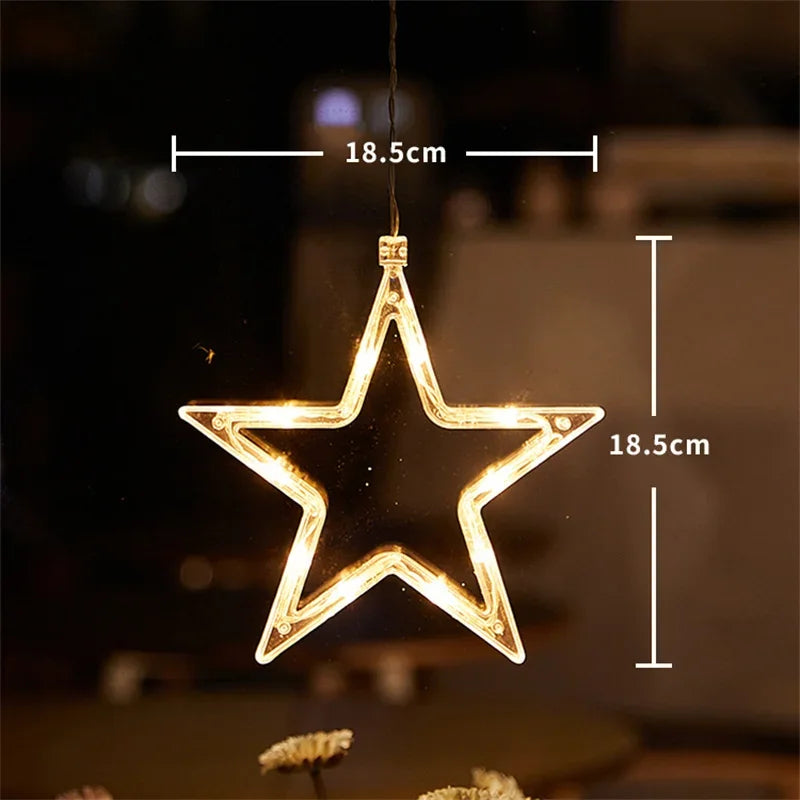 Battery-Operated Christmas LED Snowflake & Santa Hanging Window Ornaments – Warm White Holiday Decor